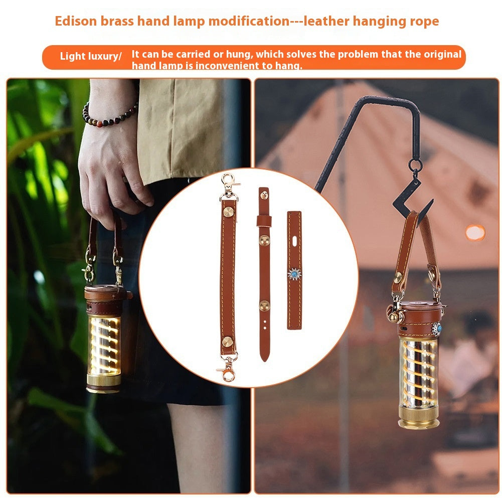 Camping Leather Hang Rope 3-piece Suit Lantern