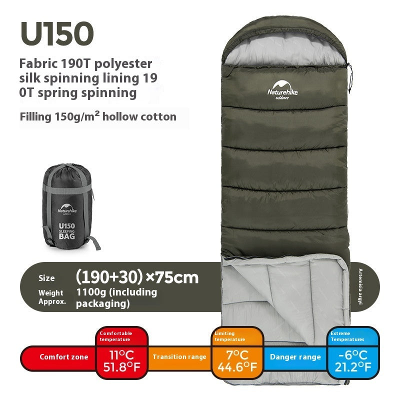 Outdoor Envelope Hooded Sleeping Bag