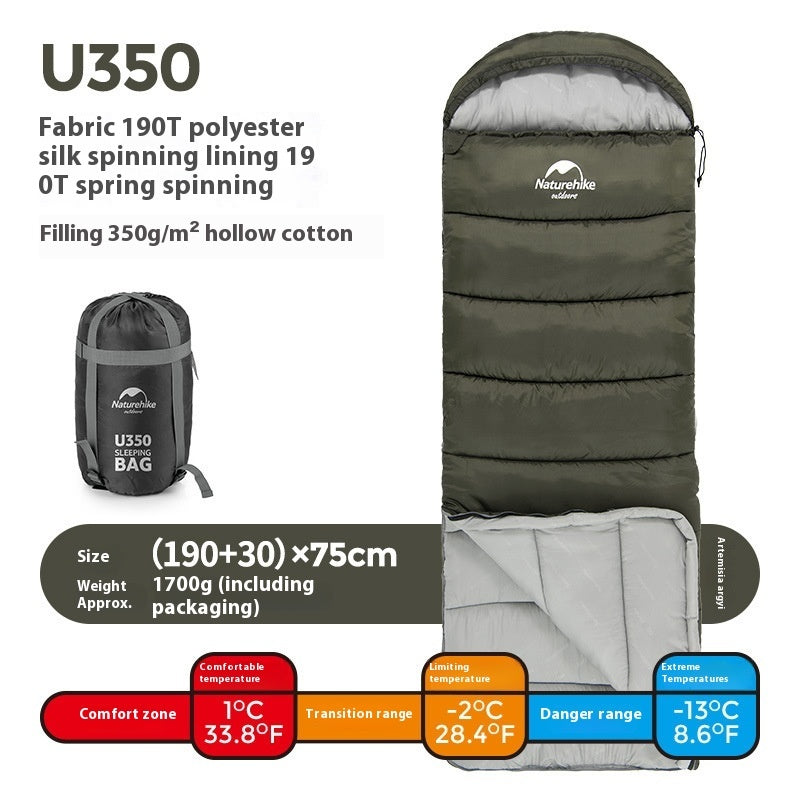 Outdoor Envelope Hooded Sleeping Bag