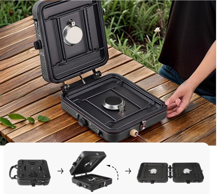 Portable Gas Stove, Double Burner, Outdoor Picnic Cooking