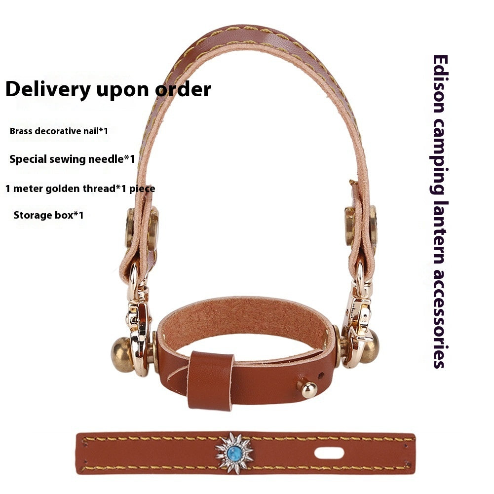 Camping Leather Hang Rope 3-piece Suit Lantern