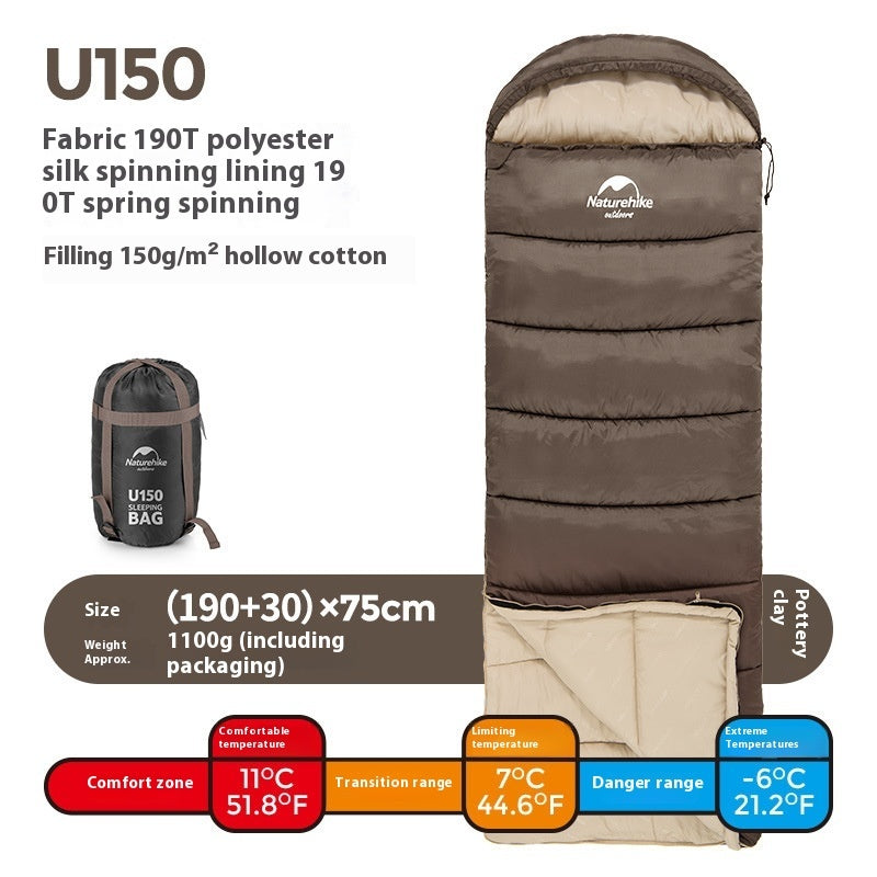 Outdoor Envelope Hooded Sleeping Bag