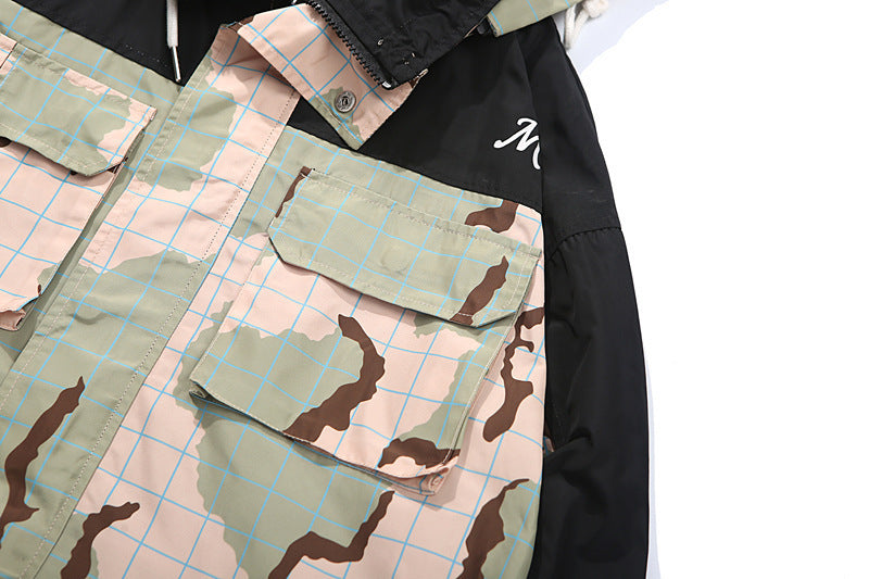 Multi-pocket Camouflage Plaid Jacket