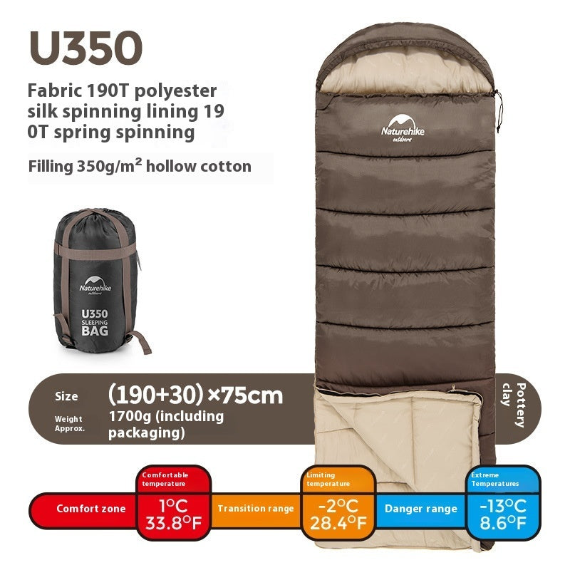 Outdoor Envelope Hooded Sleeping Bag
