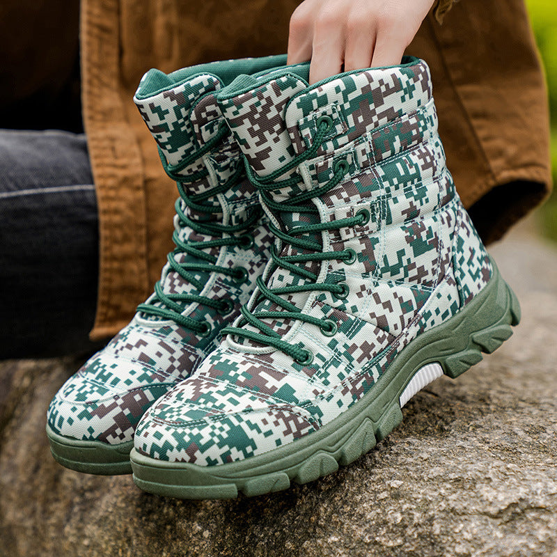 Fleece Lined Warm Plus Size Camouflage Hiking Boots