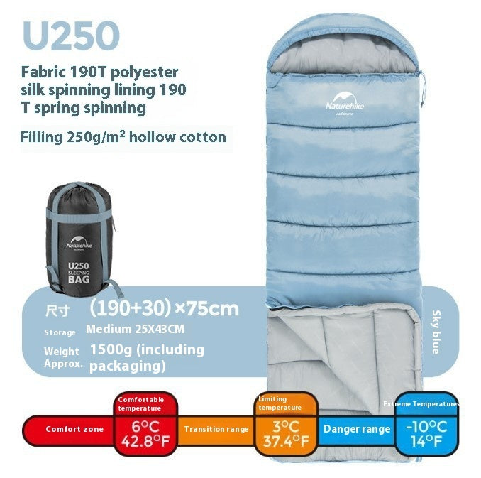 Outdoor Envelope Hooded Sleeping Bag