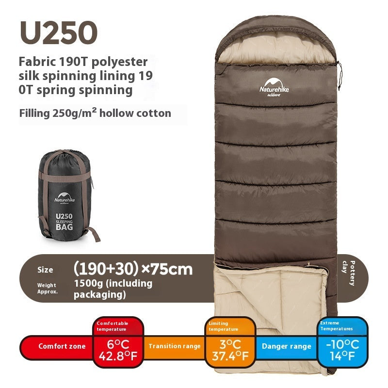 Outdoor Envelope Hooded Sleeping Bag