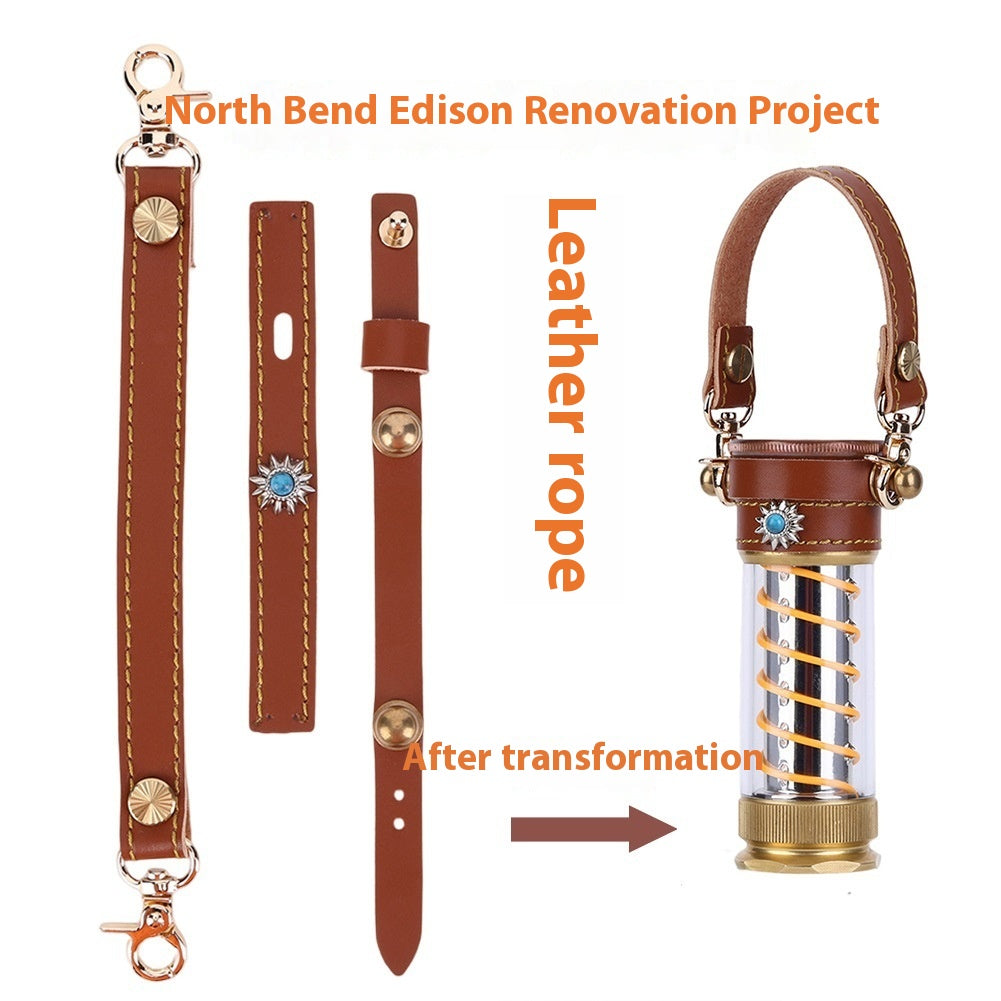 Camping Leather Hang Rope 3-piece Suit Lantern