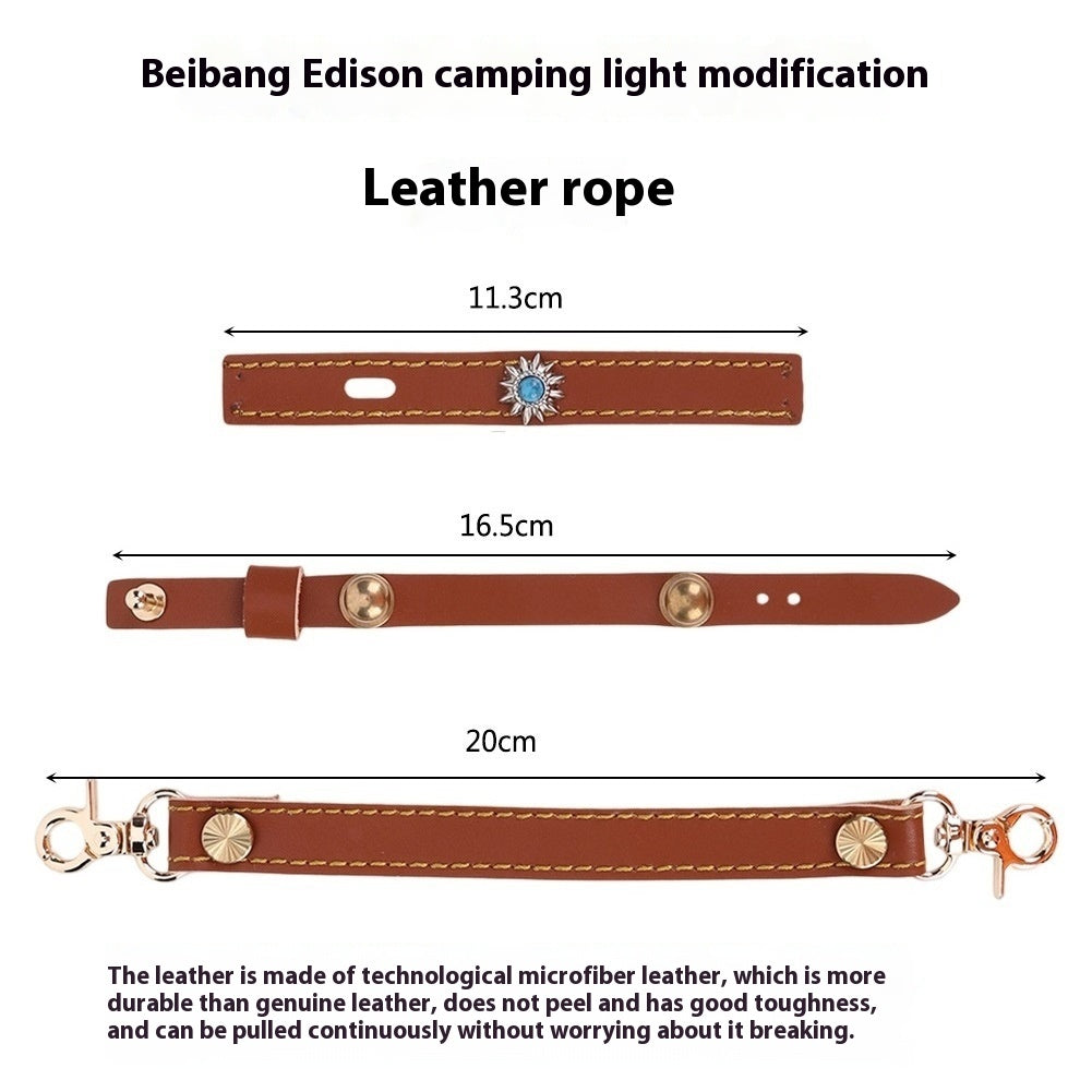 Camping Leather Hang Rope 3-piece Suit Lantern
