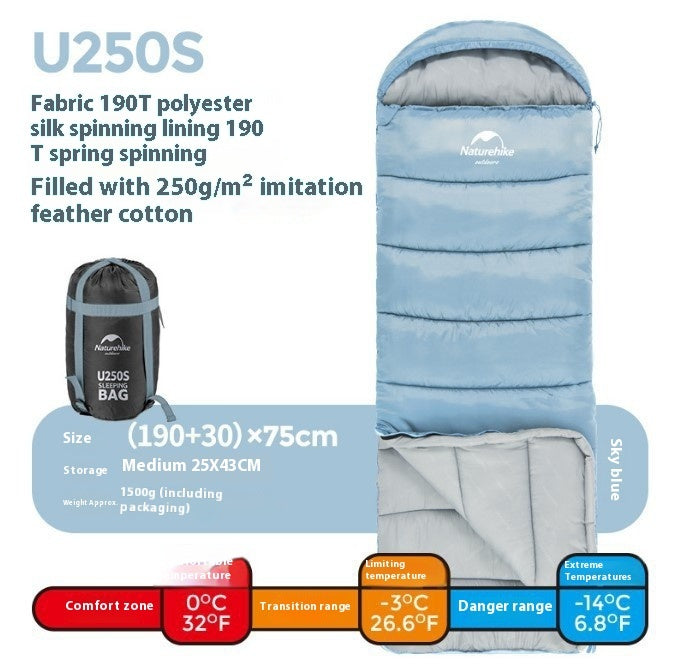 Outdoor Envelope Hooded Sleeping Bag