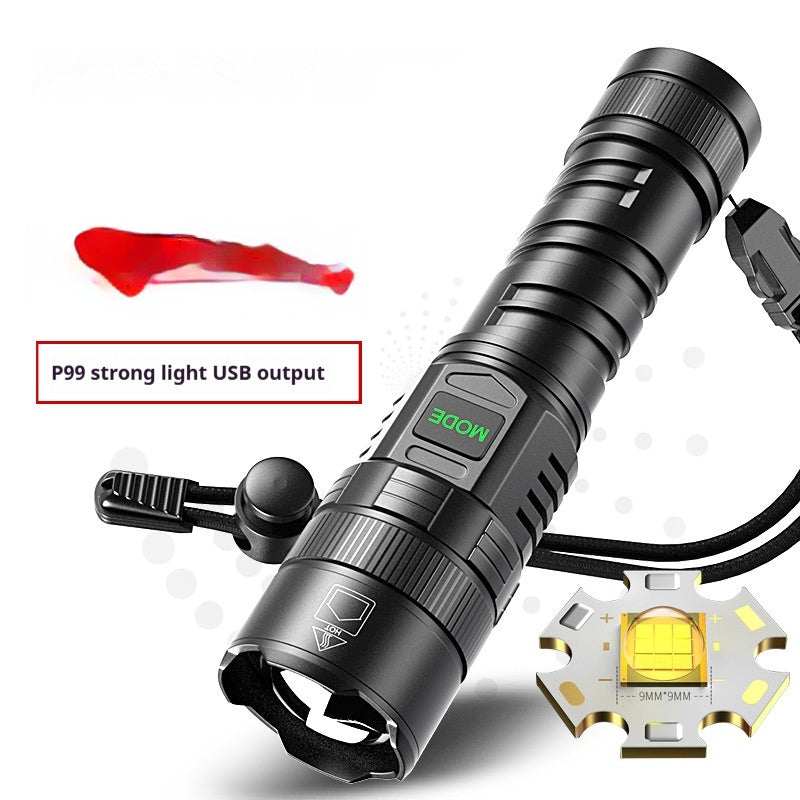 USB Charging Zoom Electric Display Camping Portable Flashlight