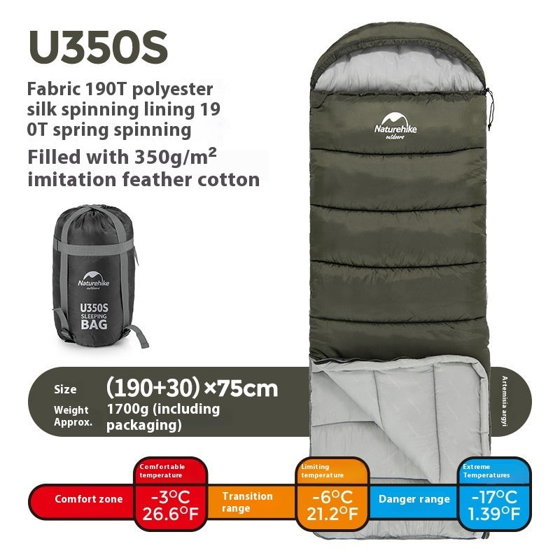 Outdoor Envelope Hooded Sleeping Bag