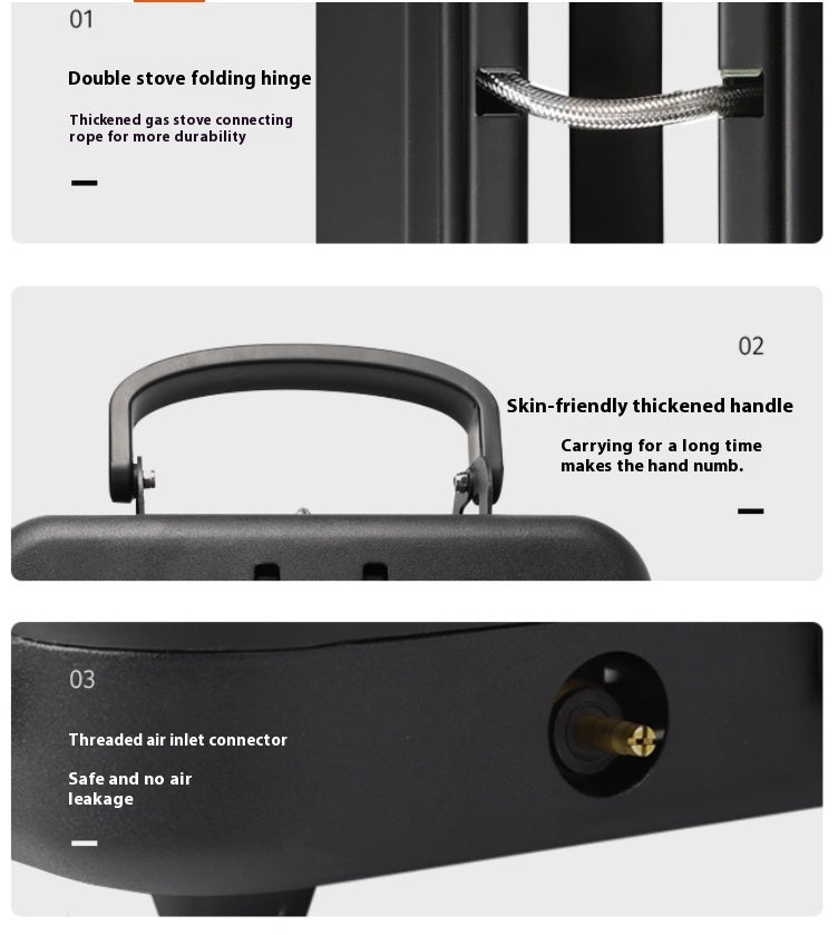 Portable Gas Stove, Double Burner, Outdoor Picnic Cooking