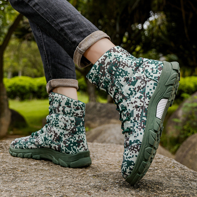Fleece Lined Warm Plus Size Camouflage Hiking Boots